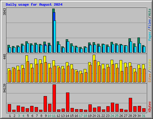 Daily usage for August 2024